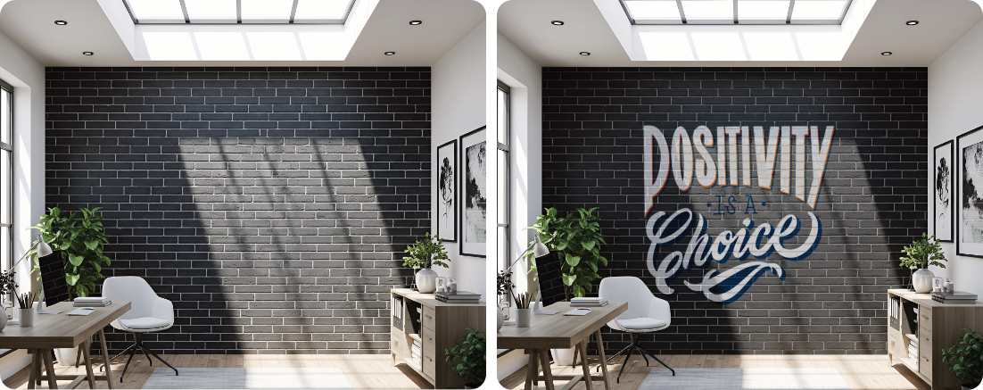 Home Office Feature Wall | Clinker Brick Typography Mural